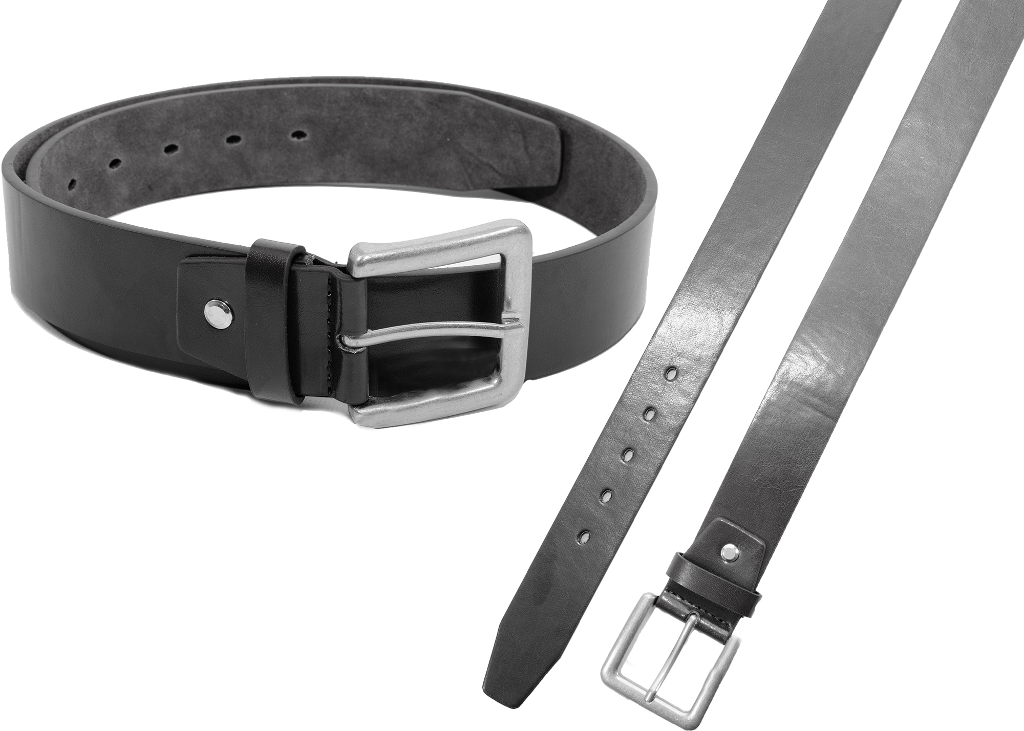 (image for) 2772 blk 1.5"leather look belt w/ matt nickl buckl L (36"-40")